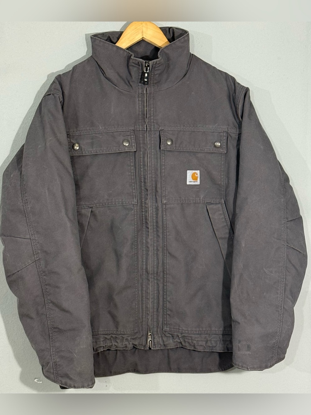 Carhartt Quick Duck Jefferson Traditional Chore Jacket Gray Medium Rain Defender